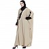 Designer Kaftan abaya with patch work- Khaki and black